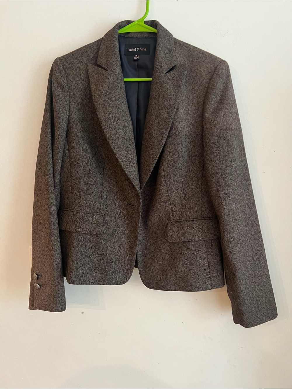 Isabel & Nina Women’s Gray One-Button Career Blazer Jacket Size 10 Lined